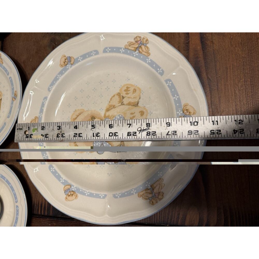 Tienshan Stoneware Country Bear Dinner &salad plates, cups & saucers set of 2 ea - Picture 12 of 16